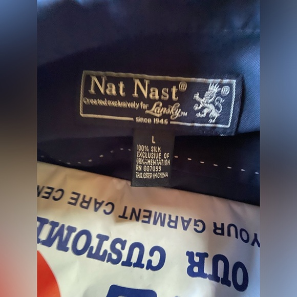 AUTHENTIC LANSKY BROS X NAT NAST BLUE 100% SILK BUTTON DOWN-LG-LIMITED EDITION - Picture 2 of 4